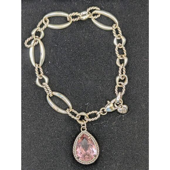 Brighton 2014 Power of Pink Breast Cancer Silver Ribbon Crystal Bracelet - Picture 2 of 5